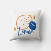ミニマリストレモンラインアートモダン – 柑橘類フルーツ クッション (裏面)