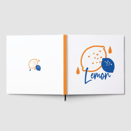 ミニマリストレモンラインアートモダン – 柑橘類フルーツ ゲストブック