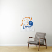 ミニマリストレモンラインアートモダン – 柑橘類フルーツ タペストリー (インサイチュ)