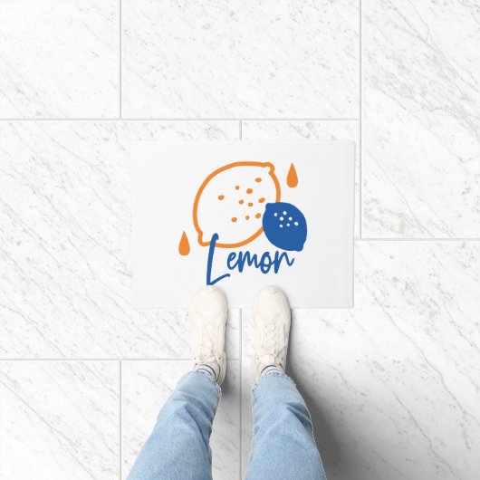 ミニマリストレモンラインアートモダン – 柑橘類フルーツ ドアマット (室内)