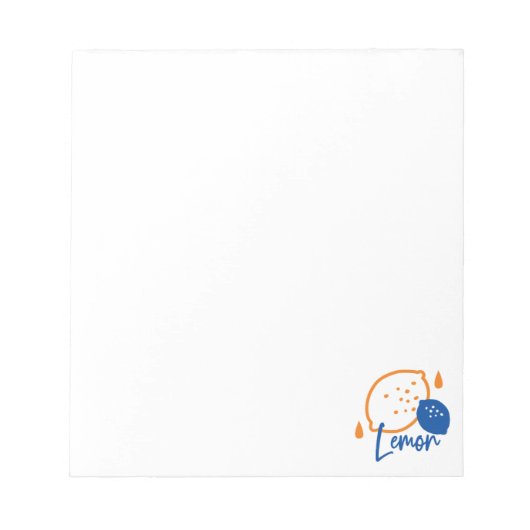 ミニマリストレモンラインアートモダン – 柑橘類フルーツ ノートパッド (正面)