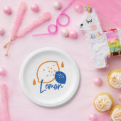 ミニマリストレモンラインアートモダン – 柑橘類フルーツ ペーパープレート (パーティー)