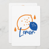 ミニマリストレモンラインアートモダン – 柑橘類フルーツ 招待状 (正面/裏面)