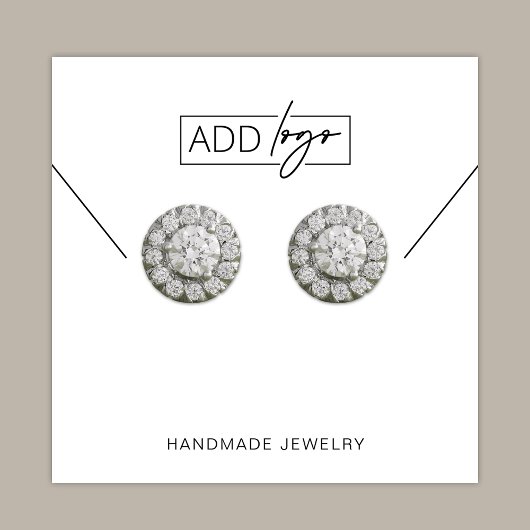 ミニマリストロゴのイヤリングブレスレットディスプレイカード スクエア名刺