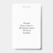 ミニマリストロゴ写真IDカード会社社員 バッジ (裏面)