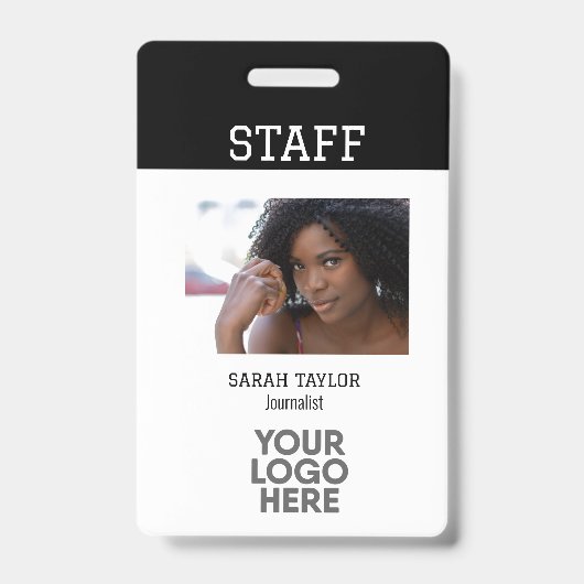 ミニマリストロゴ写真IDカード会社社員 バッジ (表面)