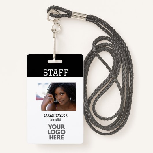 ミニマリストロゴ写真IDカード会社社員 バッジ (正面ランヤード)