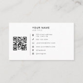 ミニマリストロゴQRコードソーシャルメディアアイコンChic 名刺 (裏面)