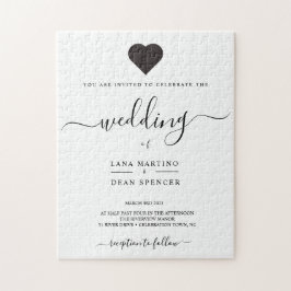 ミニマリストロベ結婚ハートパズル招待状 ジグソーパズル