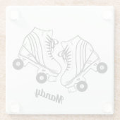 ミニマリストローラスケートスケッチ名前をカスタムする ガラスコースター (裏面)