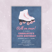 ミニマリストローラースケートで滑るガールバースデーパーティー 招待状