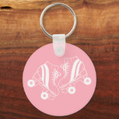 ミニマリストローラースケートスケートで滑るピンク キーホルダー (裏面)