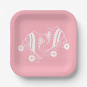 ミニマリストローラースケートスケートで滑るピンク ペーパープレート (正面)