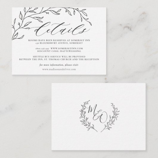 ミニマリストローレルライン結婚ブランチの詳細 エンクロージャーカード (正面/裏面)