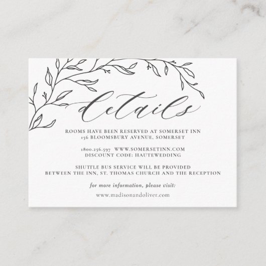 ミニマリストローレルライン結婚ブランチの詳細 エンクロージャーカード (正面)