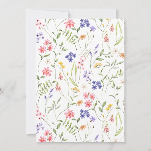 ミニマリストワイルドフラワーウォーターカラー大人誕生日 招待状 (裏面)