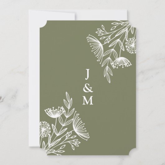 ミニマリストワイルドフラワーセージ結婚式招待状 招待状 (裏面)