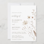 ミニマリストワイルドフラワーニュートラル結婚式招待状 招待状 (正面)