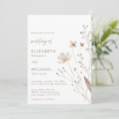 ミニマリストワイルドフラワーニュートラル結婚式招待状 招待状 (スタンド正面)