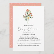 ミニマリストワイルドフラワーピーチ赤ちゃんシャワー