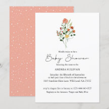 ミニマリストワイルドフラワーピーチ赤ちゃんシャワー