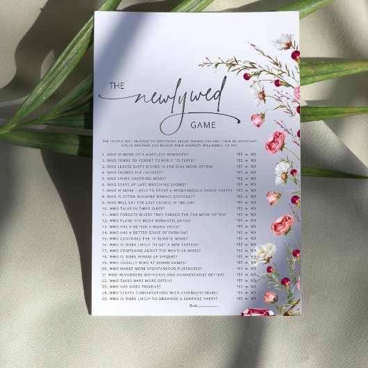 ミニマリストワイルドフラワー新型ブライダルシャワーゲーム