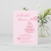 ミニマリストワインピンクブライダルシャワーボウ 招待状 (スタンド正面)