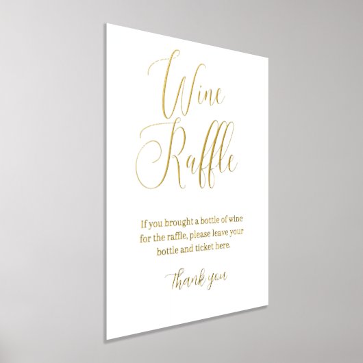 ミニマリストワインラッフルブライダルシャワーゲームサイン 箔ポスター (レイダウン)