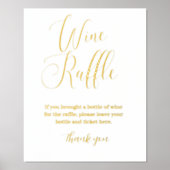 ミニマリストワインラッフルブライダルシャワーゲームサイン 箔ポスター (正面)