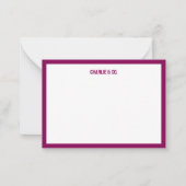 ミニマリストワインレッド縁ど独身の、パーソナライズ ノートカード (正面)
