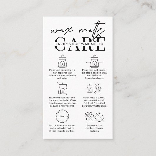 ミニマリストワックスは安全指示カードを溶かす 名刺 (正面)