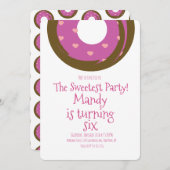 ミニマリストヴァレンティヌデイチョコレートドーナツ誕生日 招待状 (正面/裏面)