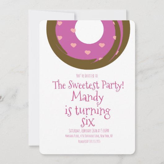 ミニマリストヴァレンティヌデイチョコレートドーナツ誕生日 招待状 (正面)