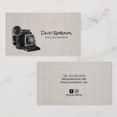 ミニマリストヴィンテージカメラクラシーリネン写真 名刺 (正面/裏面)