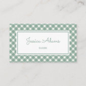 ミニマリストヴィンテージグリーンパステルプレイドパターン 名刺 (正面)