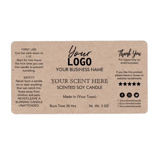ミニマリストヴィンテージ香りの大豆ロウソクラベル ラベル (正面)
