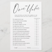 ミニマリスト上または下ブライダルシャワーゲーム (正面)