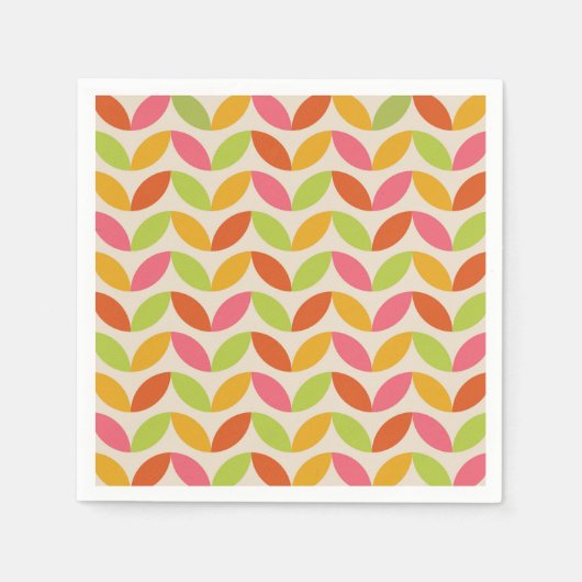 ミニマリスト中世紀カラフル型離れのパターン スタンダードカクテルナプキン (正面)