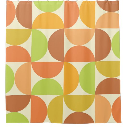 ミニマリスト中世紀半円パターン シャワーカーテン (正面)