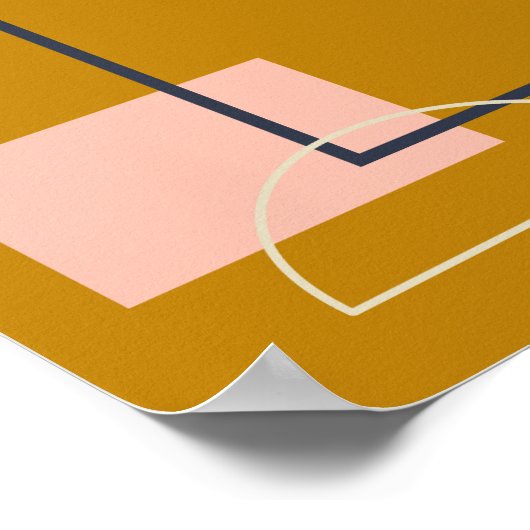 ミニマリスト中世紀幾何モダンマスタード ポスター (角)