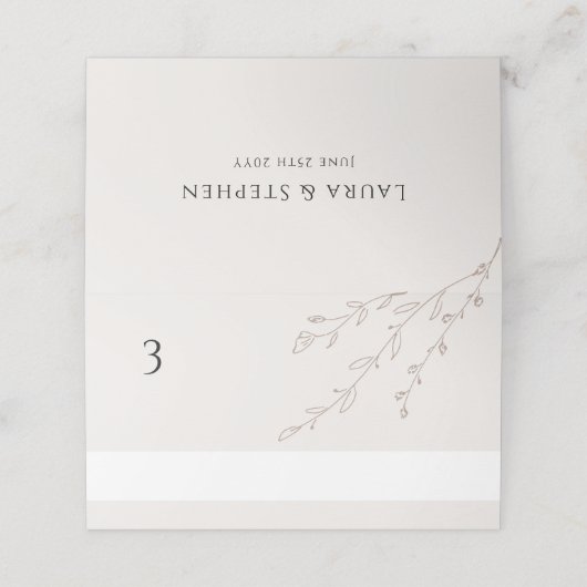 ミニマリスト中性アイボリー結婚のテーブル座席表 プレイスカード (外部開封)