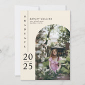 ミニマリスト中立アーチフォト卒業パーティー 招待状 (正面)