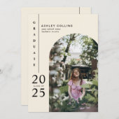 ミニマリスト中立アーチフォト卒業パーティー 招待状 (正面/裏面)