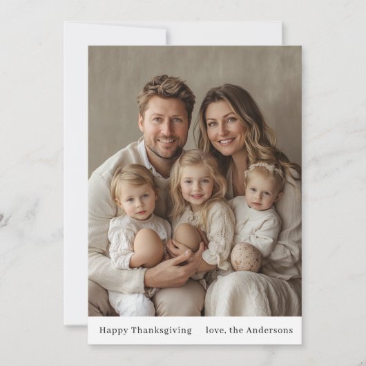 ミニマリスト中立家族の写真感謝祭 招待状 (正面)