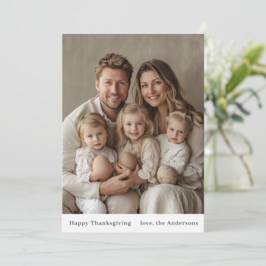 ミニマリスト中立家族の写真感謝祭 招待状 (スタンド正面)