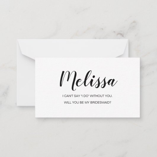 ミニマリスト予算のブライドメイド提案ノートカード ノートカード (裏面)