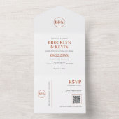 ミニマリスト予算テラコッタラストQRコード+ RSVP オールインワン招待状 (内側)