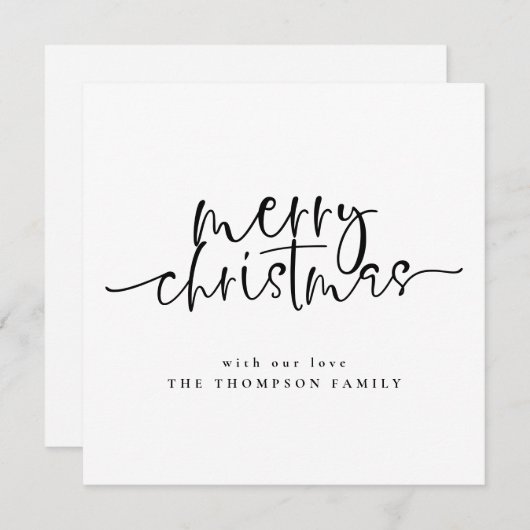 ミニマリスト任意の色メリークリスマスフラットスクエア シーズンカード (正面/裏面)