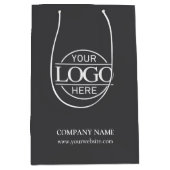 ミニマリスト企業のグレイ会社のロゴ ミディアムペーパーバッグ (正面)