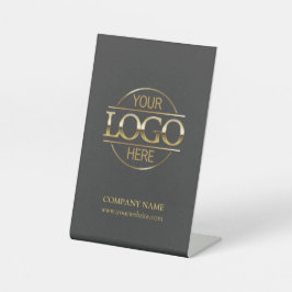 ミニマリスト企業のグレイ会社のロゴ 台座サイン